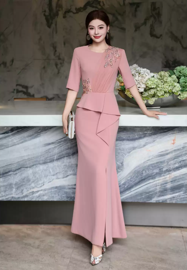 2027 New Women's Clothing Cross-Border Elegant Feminine Heavy Embroidery Beaded Waist-Nipping Slimming Long Dress — Sophisticated Wedding Banquet Formal Evening Gown
