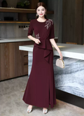 2027 New Women's Clothing Cross-Border Elegant Womanly Intricate Embroidery Pearl Beaded Fitted Waist Flattering Maxi Dress — Premium Wedding Banquet Evening Gown