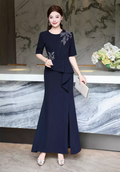 2027 New Women's Clothing Elegant Embroidered Beaded Waist-Slimming Long Evening Gown for Wedding Banquet