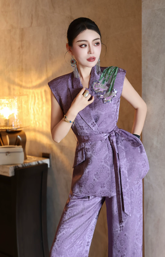2027 New Women's Clothing Spring/Fall New Arrival Stylish Elegant Women's Business Suit Set — Designer Unique Blazer & Long Chiffon Skirt Two-Piece Set