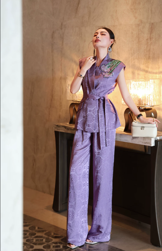2027 New Women's Clothing Spring/Fall New Arrival Stylish Elegant Women's Business Suit Set — Designer Unique Blazer & Long Chiffon Skirt Two-Piece Set